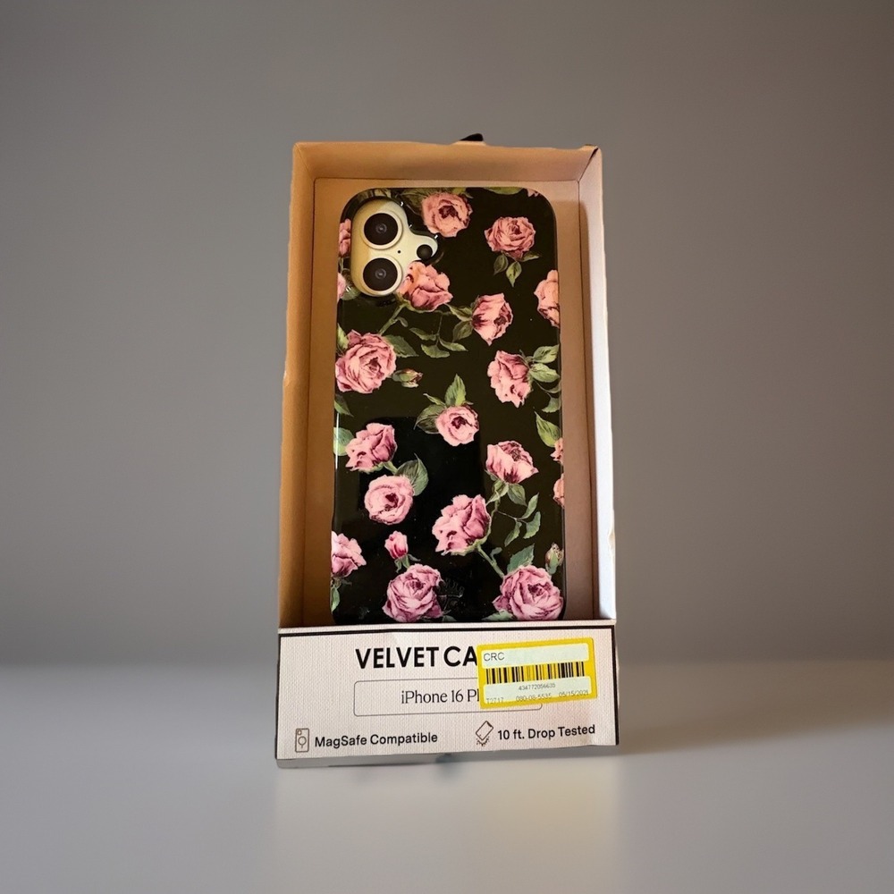 VELVET CAVIAR Apple iPhone 16 Plus MagSafe Case - Black & Pink Rose Floral